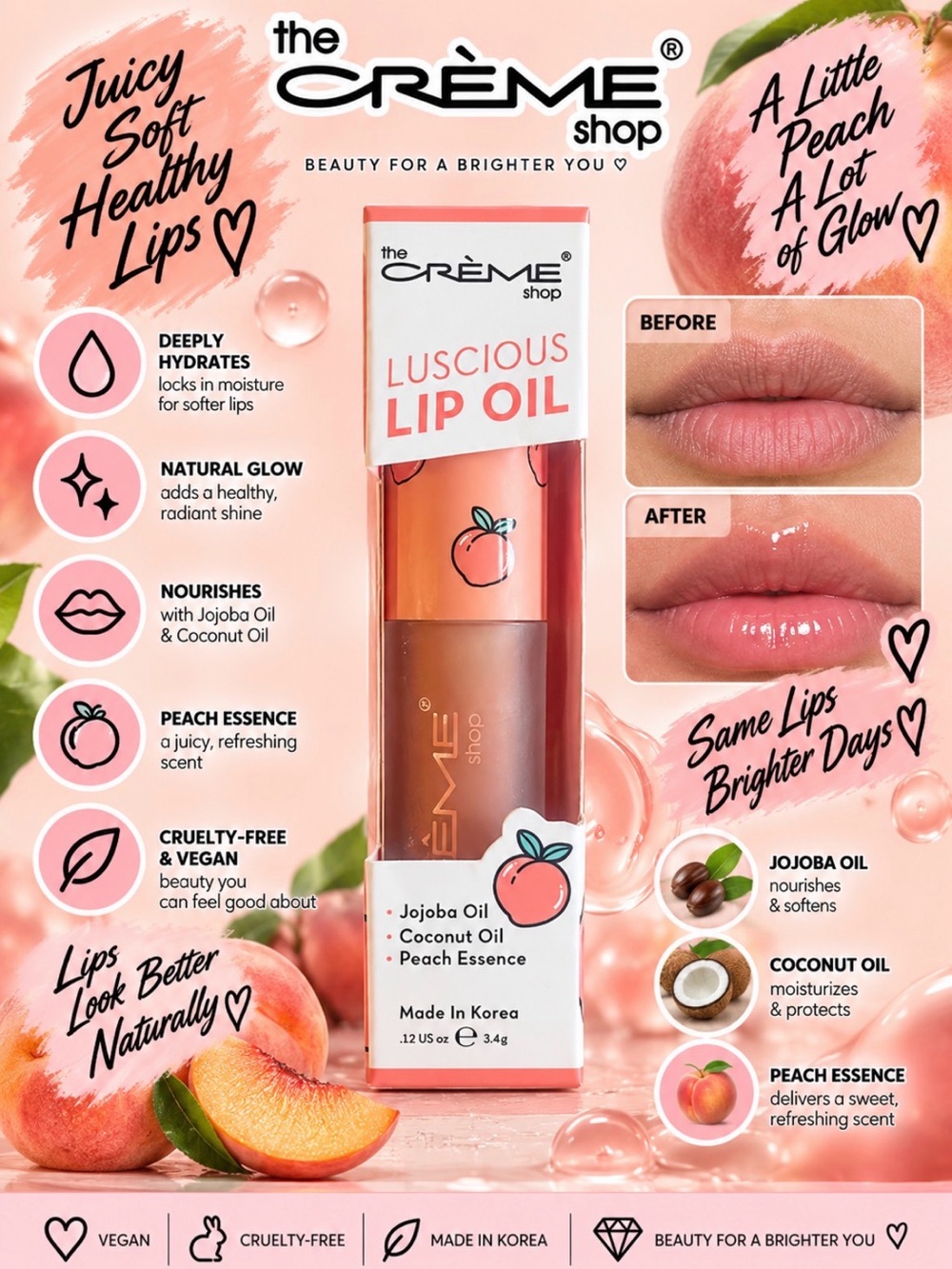 the CRÈME Shop Luscious Lip Oil - Peach 🍑